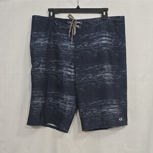Oakley Men's 36 Board Shorts Geometric Navy White Drawstring Pockets